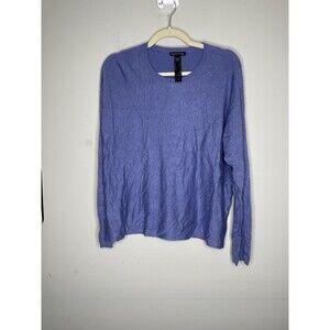 Eileen Fisher Sweater Womens Medium Blue Knit Crewneck Pullover Winter Soft
